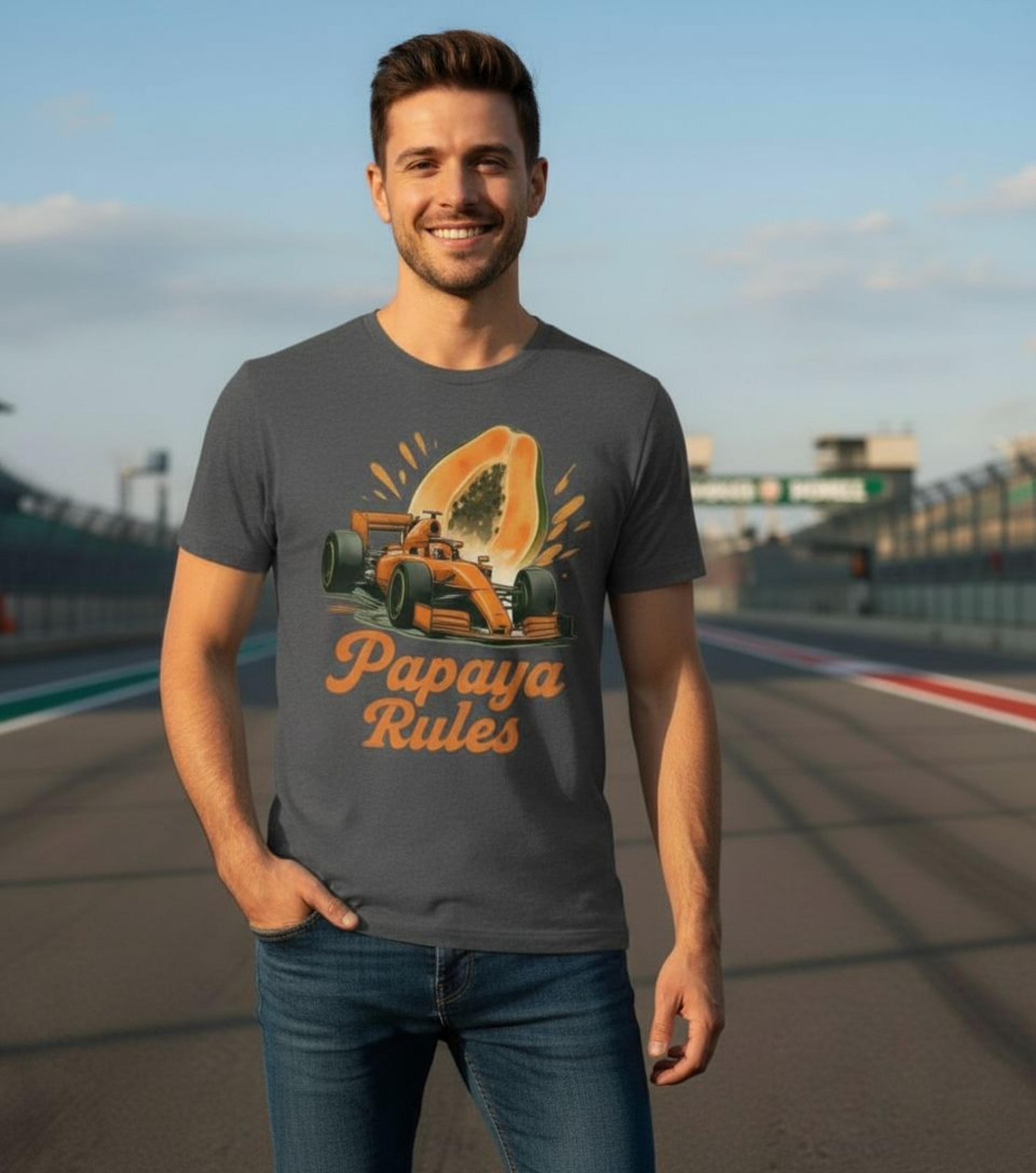 Papaya Rules Formula Racing Graphic Tee: Retro Motorsport Unisex Shirt