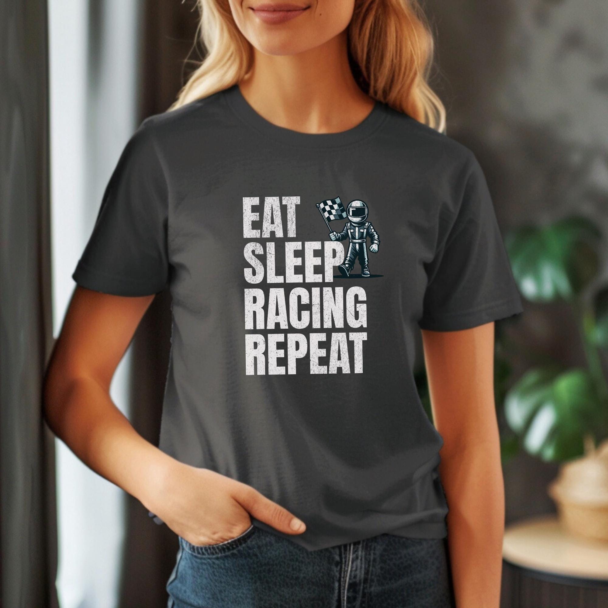 Racing T-Shirt: Eat Sleep Repeat, Motorsport Fan Gift