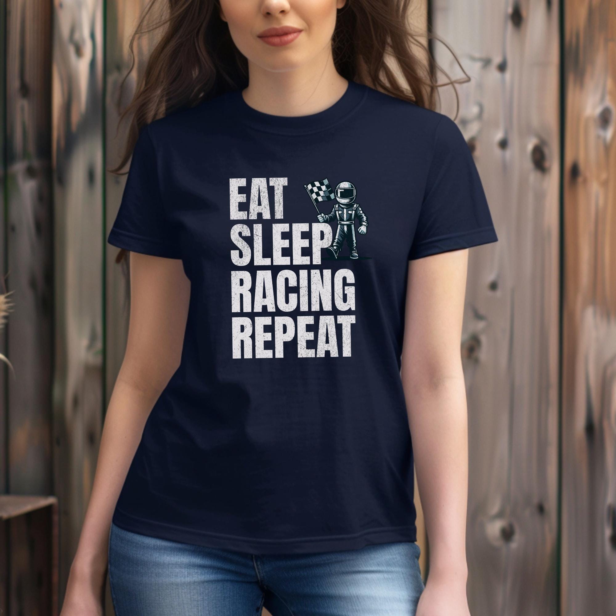 Racing T-Shirt: Eat Sleep Repeat, Motorsport Fan Gift