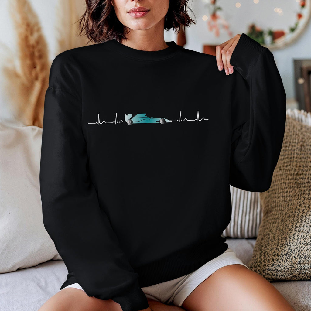 Formula Racing Heartbeat Sweatshirt: Racing Car Pulse Crewneck