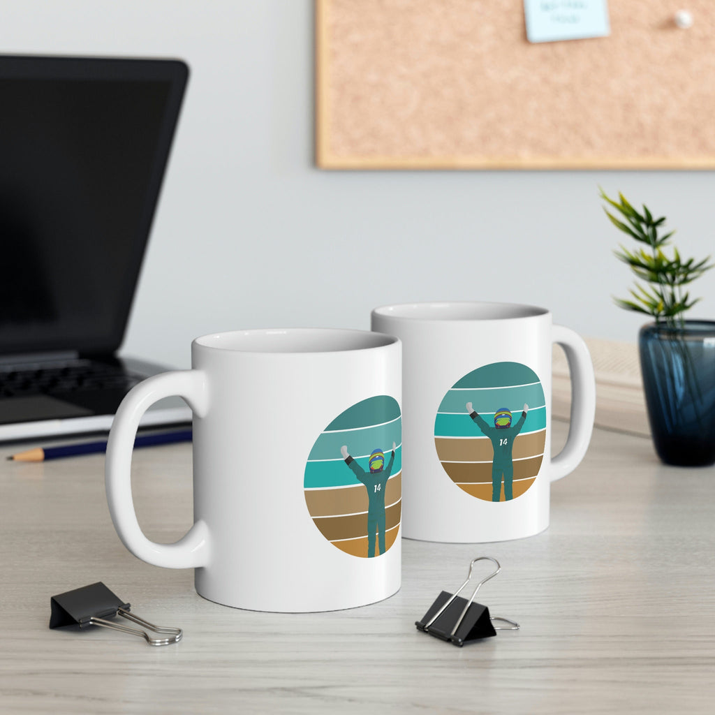 Green Formula Driver Mug: Handmade Minimalist Motorsport Gift