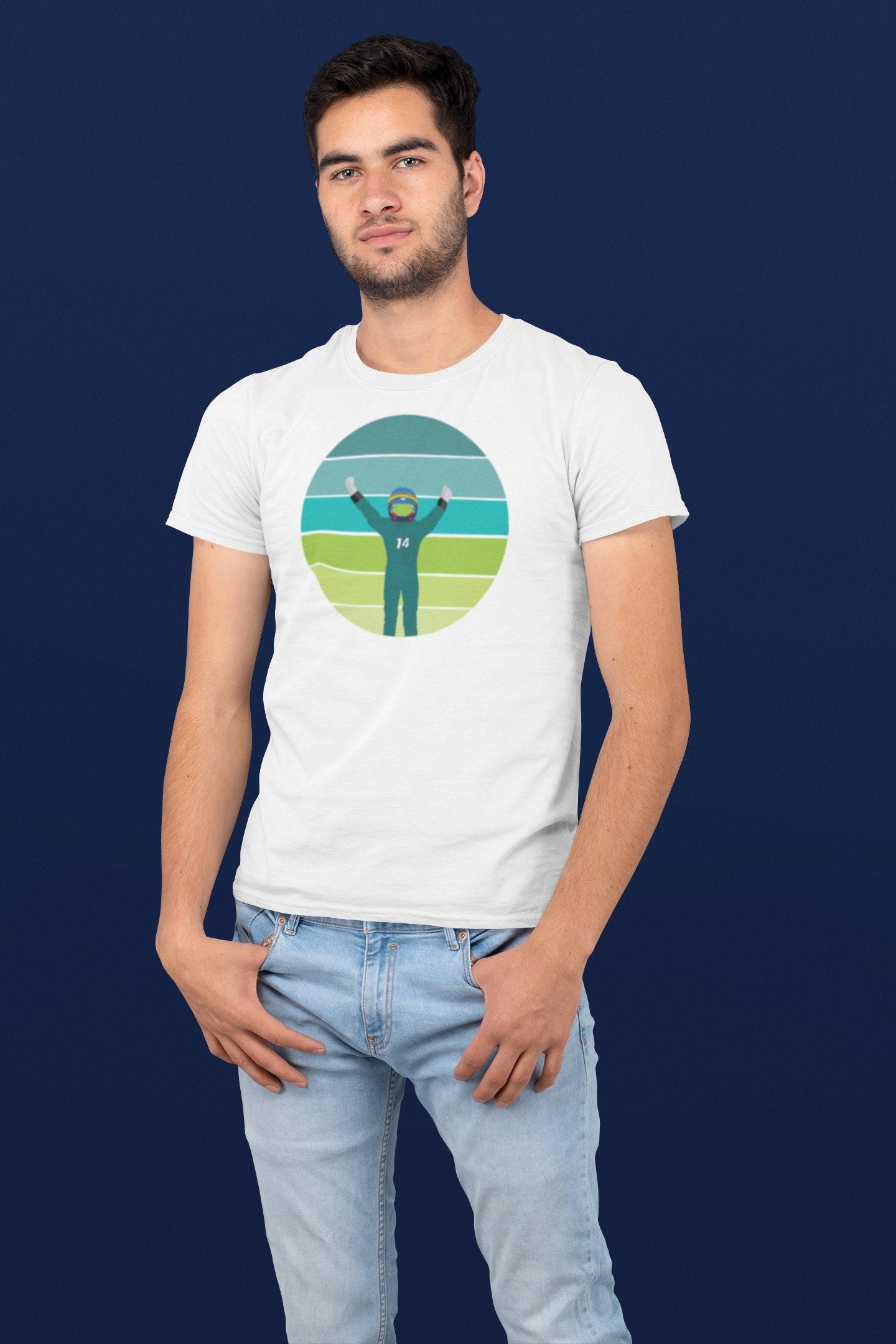 Fernando Retro Motorsport Driver Celebration Tee – F1 Inspired Shirt