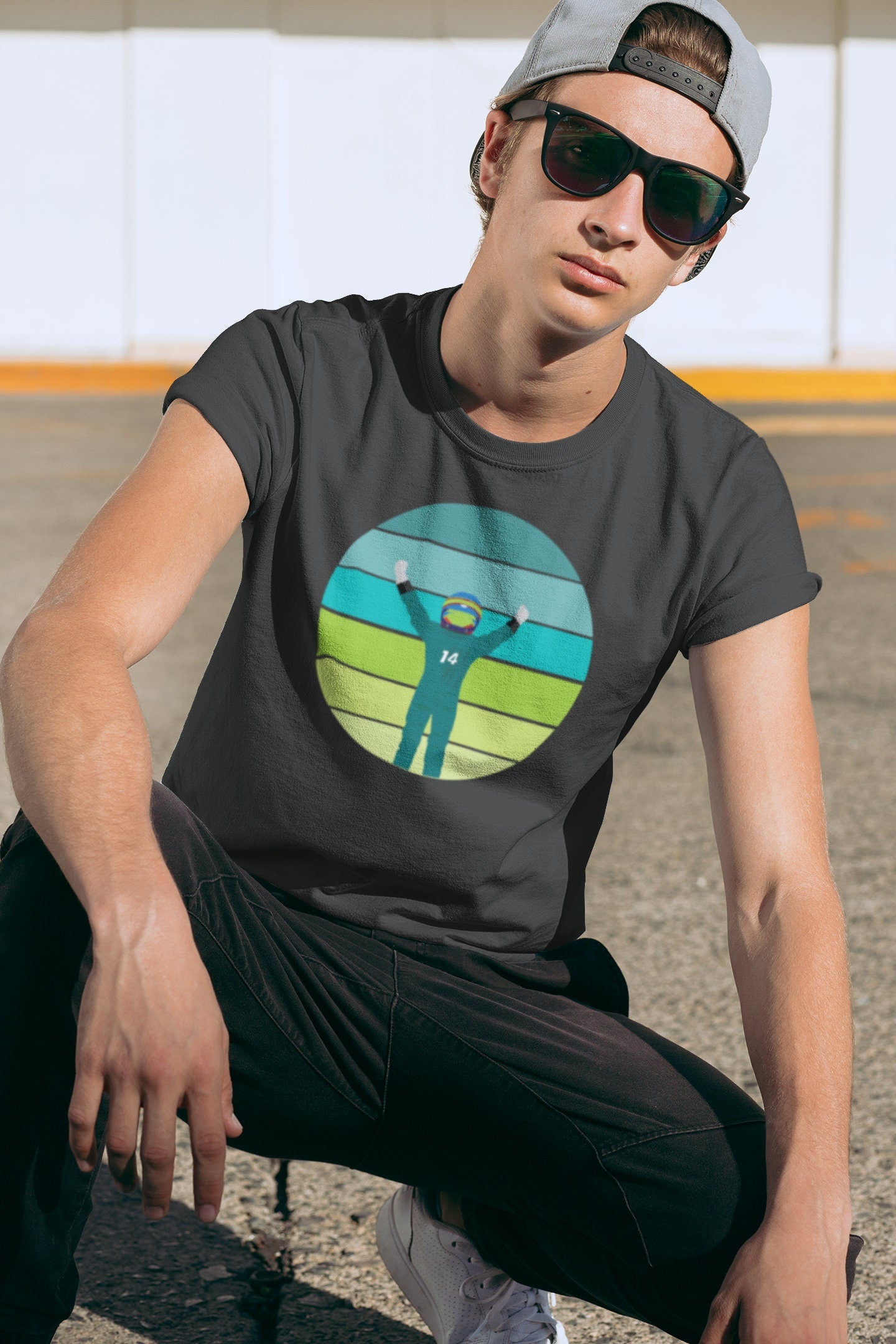 Fernando Retro Motorsport Driver Celebration Tee – F1 Inspired Shirt