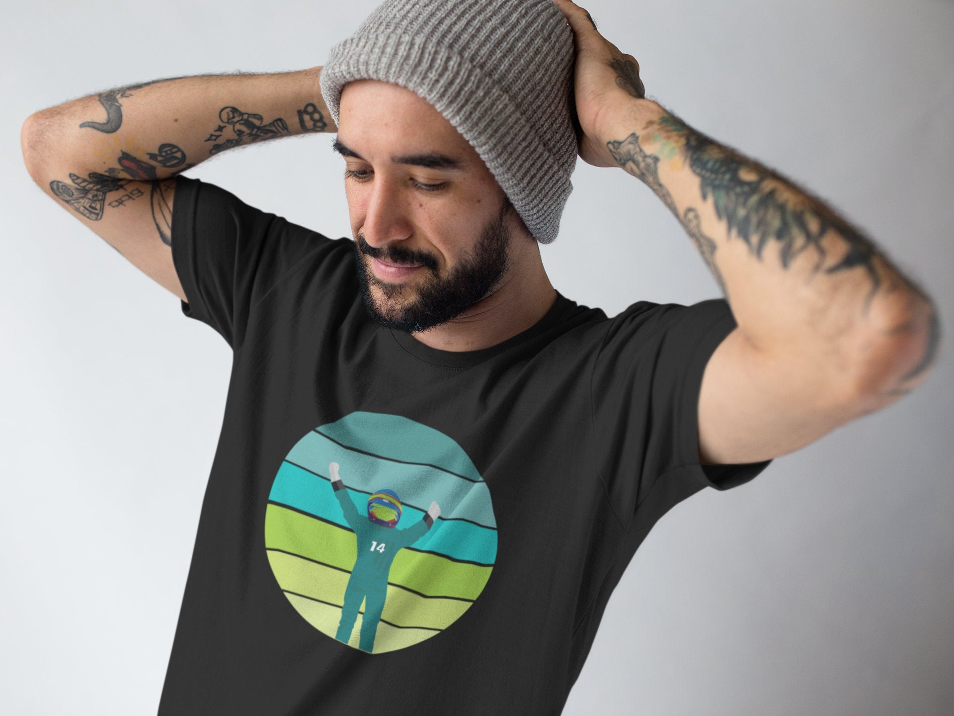 Retro Motorsport Driver Celebration Tee – F1 Inspired Shirt