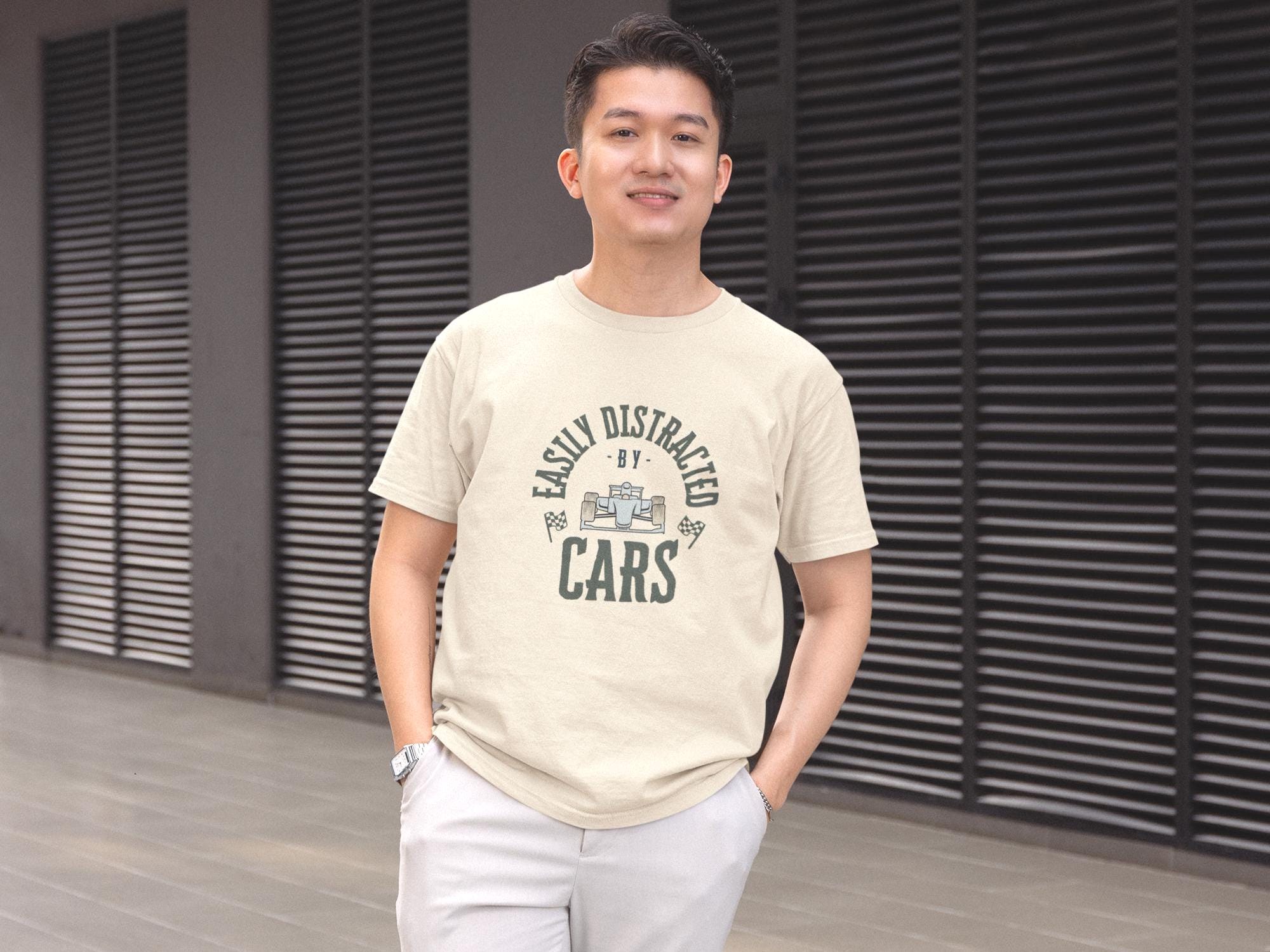 Easily Distracted By Cars T-Shirt: Formula Racing Fan Apparel