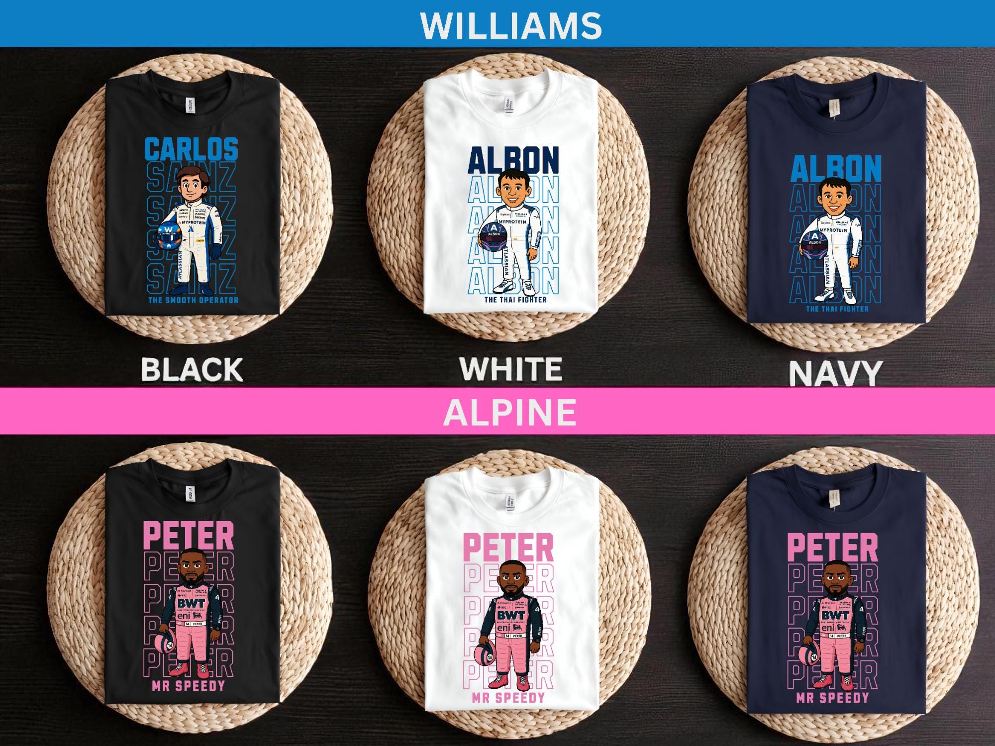 Personalized F1 Cartoon Driver T-Shirt: Custom Formula 1 Racing Gift