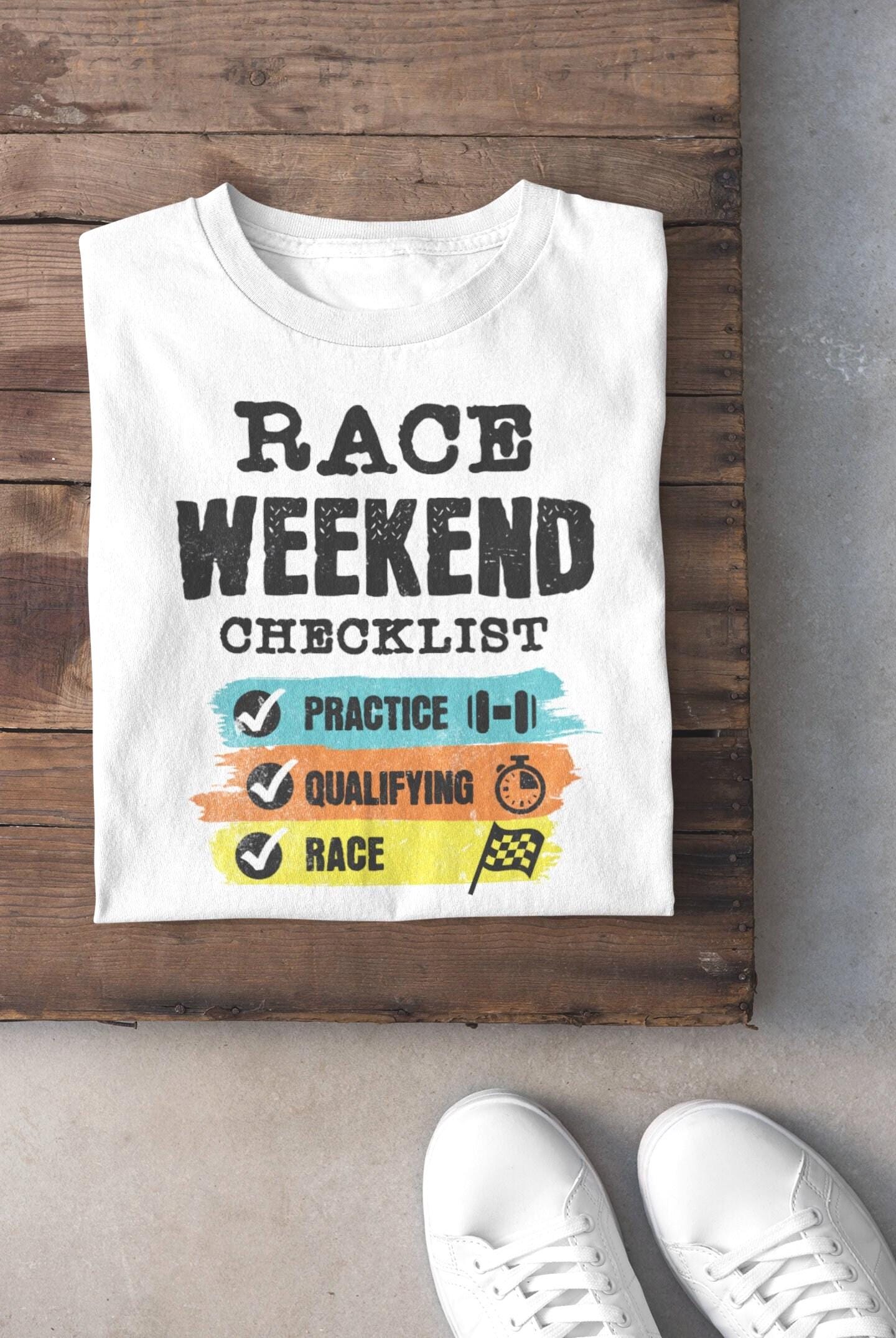 Formula Race Weekend Checklist T-Shirt: Gift for Motorsport Fans