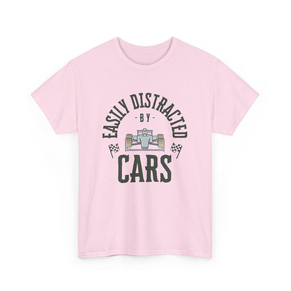 Easily Distracted By Cars T-Shirt: Formula Racing Fan Apparel
