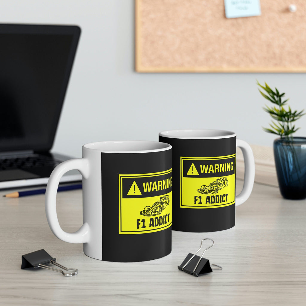 Warning  Formula Car Addict Mug: Funny Motorsport Fan Gift