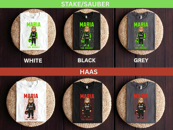 Personalized Cartoon Driver T-Shirt: Custom Formula 1 Gift