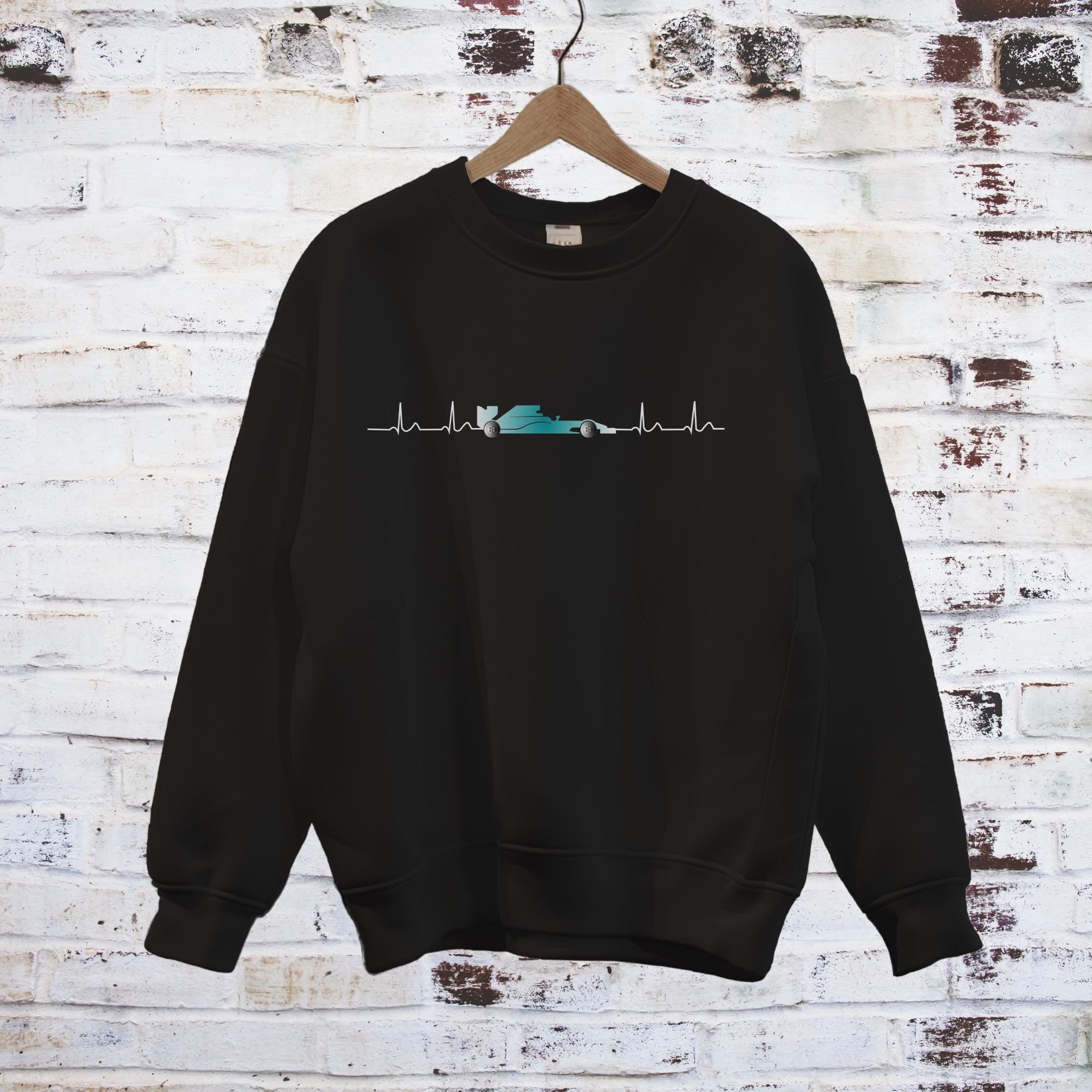 Formula Racing Heartbeat Sweatshirt: Racing Car Pulse Crewneck
