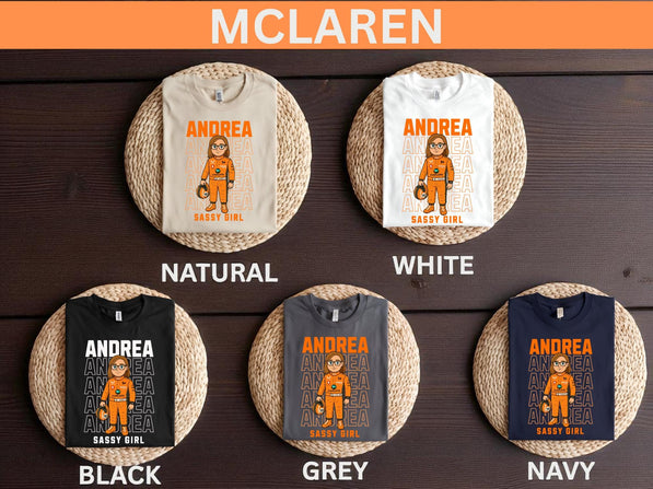 Personalized F1 Cartoon Driver T-Shirt: Custom Formula 1 Racing Gift
