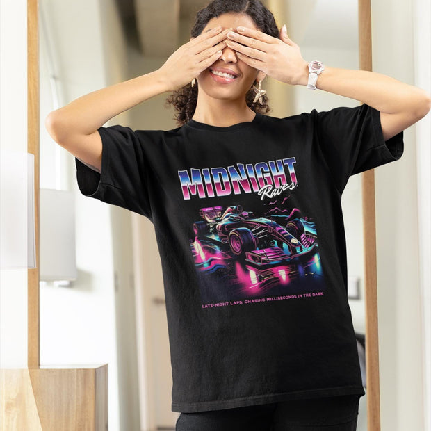 Retro Neon T-Shirt: Formula Racing Car Graphic Tee