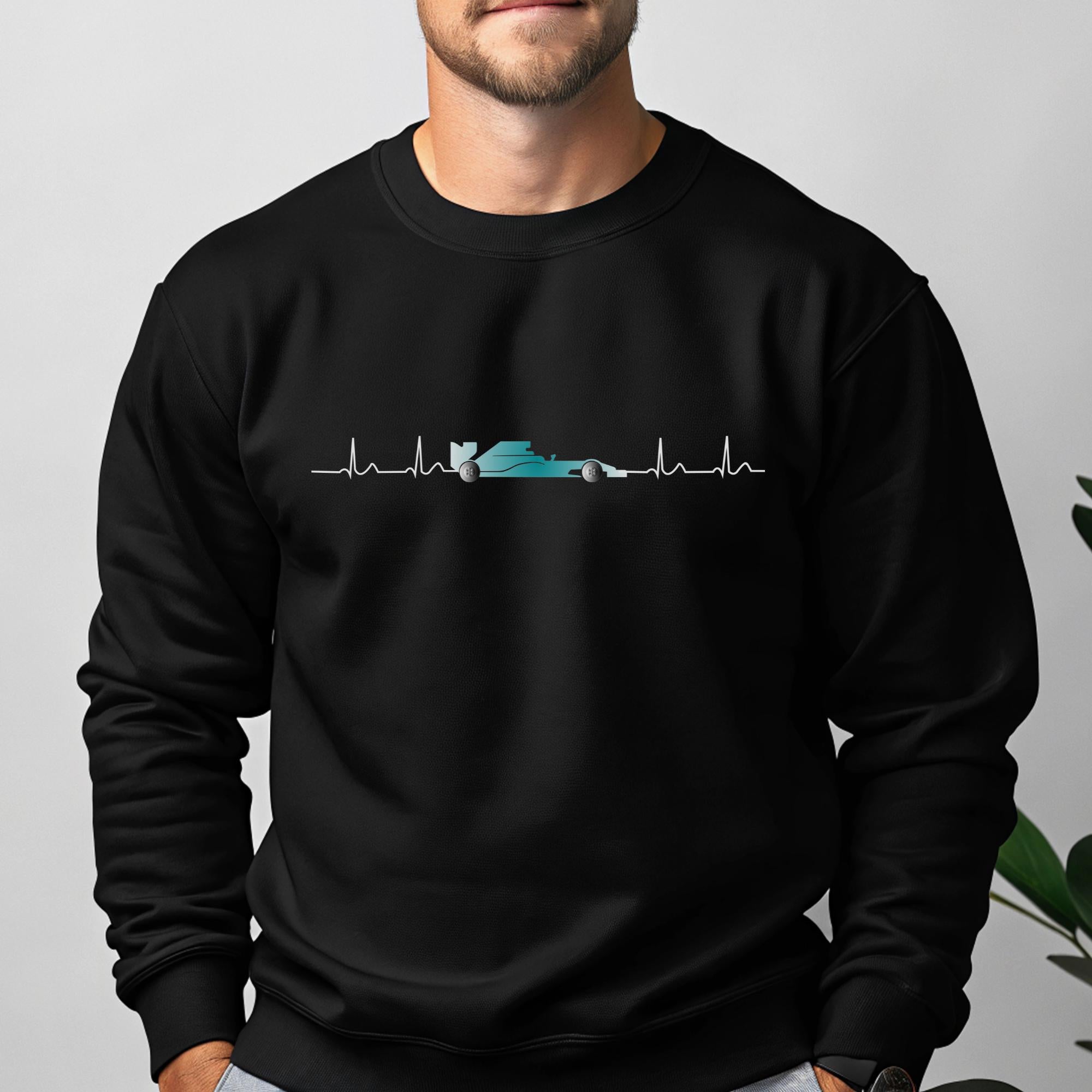 F1 Heartbeat Sweatshirt – Racing Car Pulse Crewneck – Formula 1 Gift for Motorsport Fans – Jumper for Mercedes fan– Grand Prix Racer Sweater
