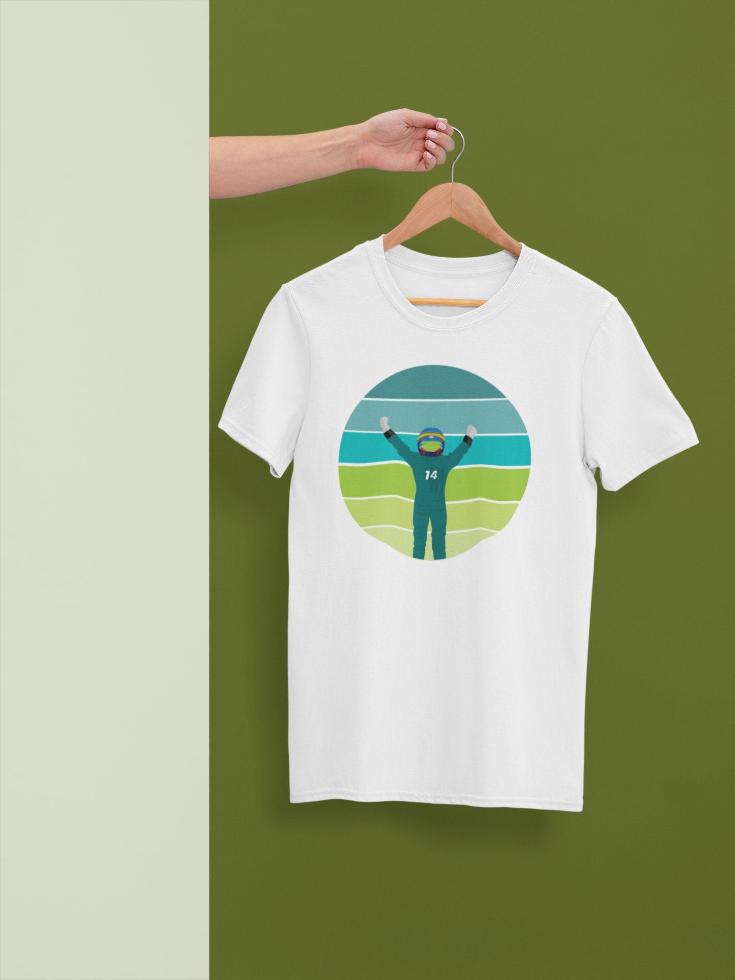 Fernando Retro Motorsport Driver Celebration Tee – F1 Inspired Shirt