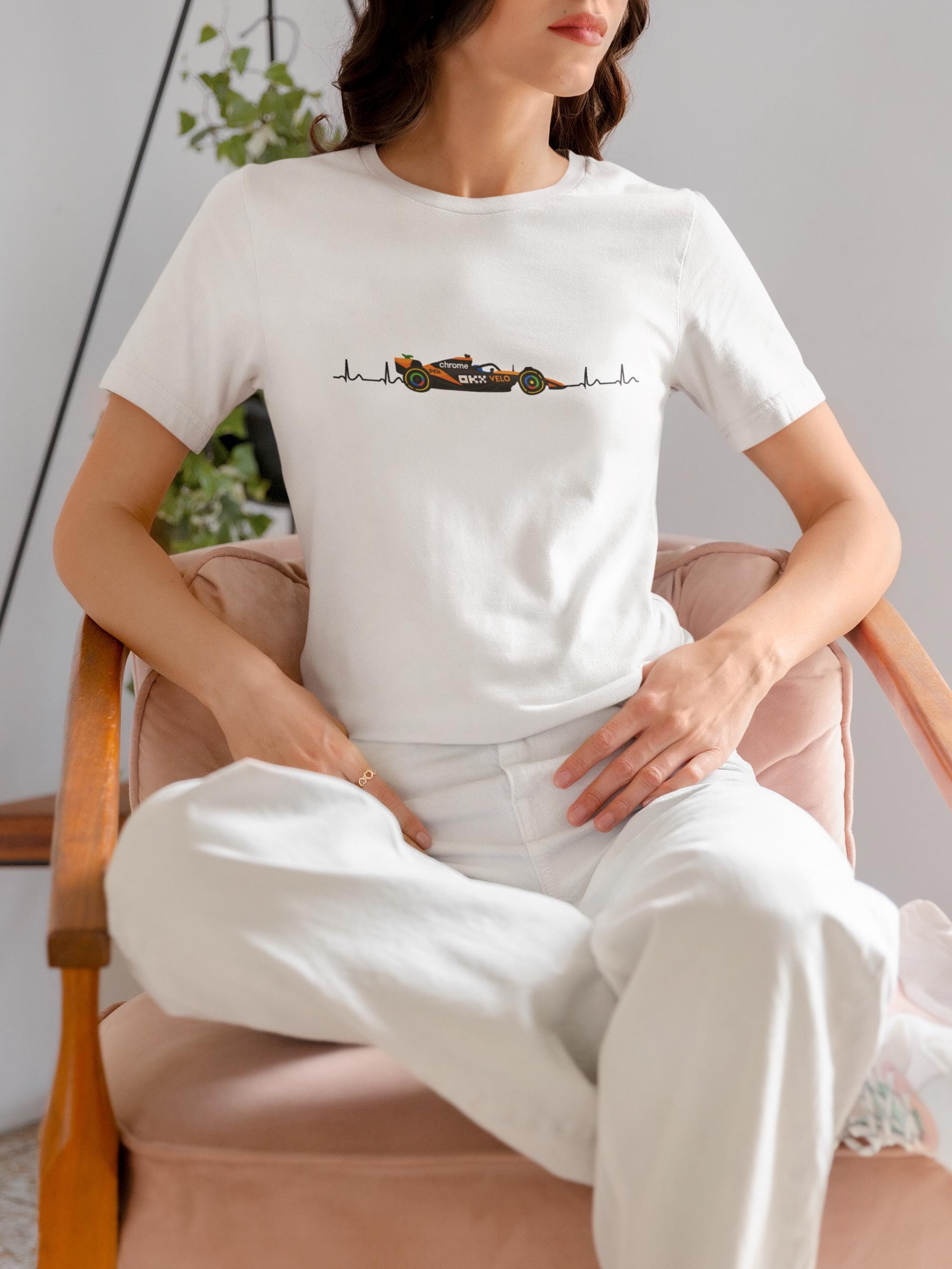 Orange Formula Racing Heartbeat T-Shirt: Papaya Racing Graphic, Motorsport Fan Apparel