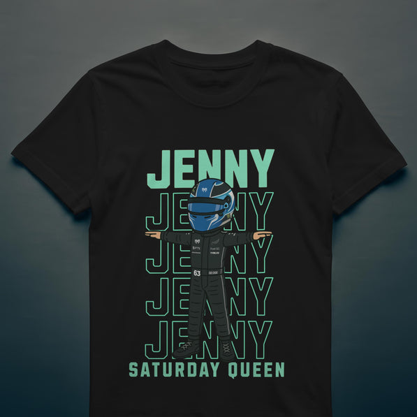 Custom Racing Driver T-Shirt -Personalised Name & Number - Cartoon Racer Tee -Custom Colour Suit Helmet