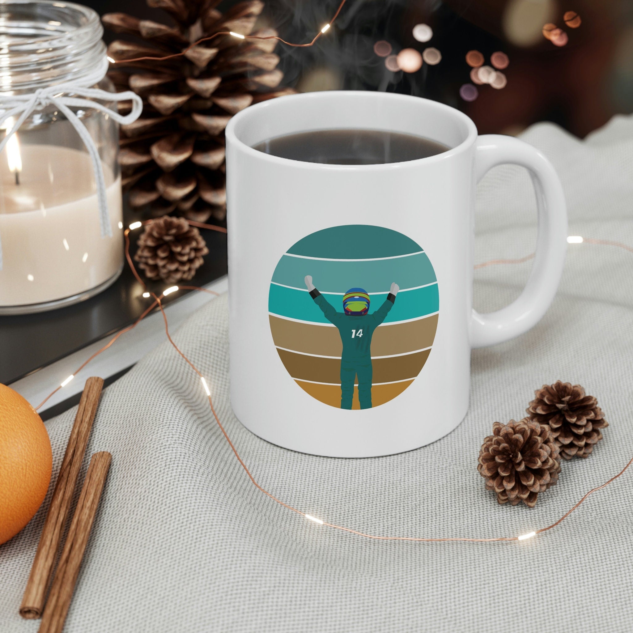Green Formula Driver Mug: Handmade Minimalist Motorsport Gift