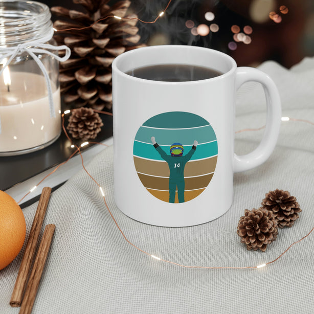 Green Formula Driver Mug: Handmade Minimalist Motorsport Gift