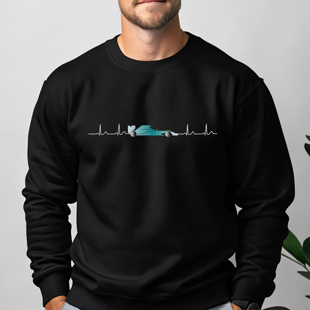 Formula Racing Heartbeat Sweatshirt: Racing Car Pulse Crewneck