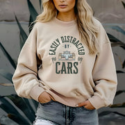 Easily Distracted by Cars Sweatshirt: Funny Racing Fan Apparel
