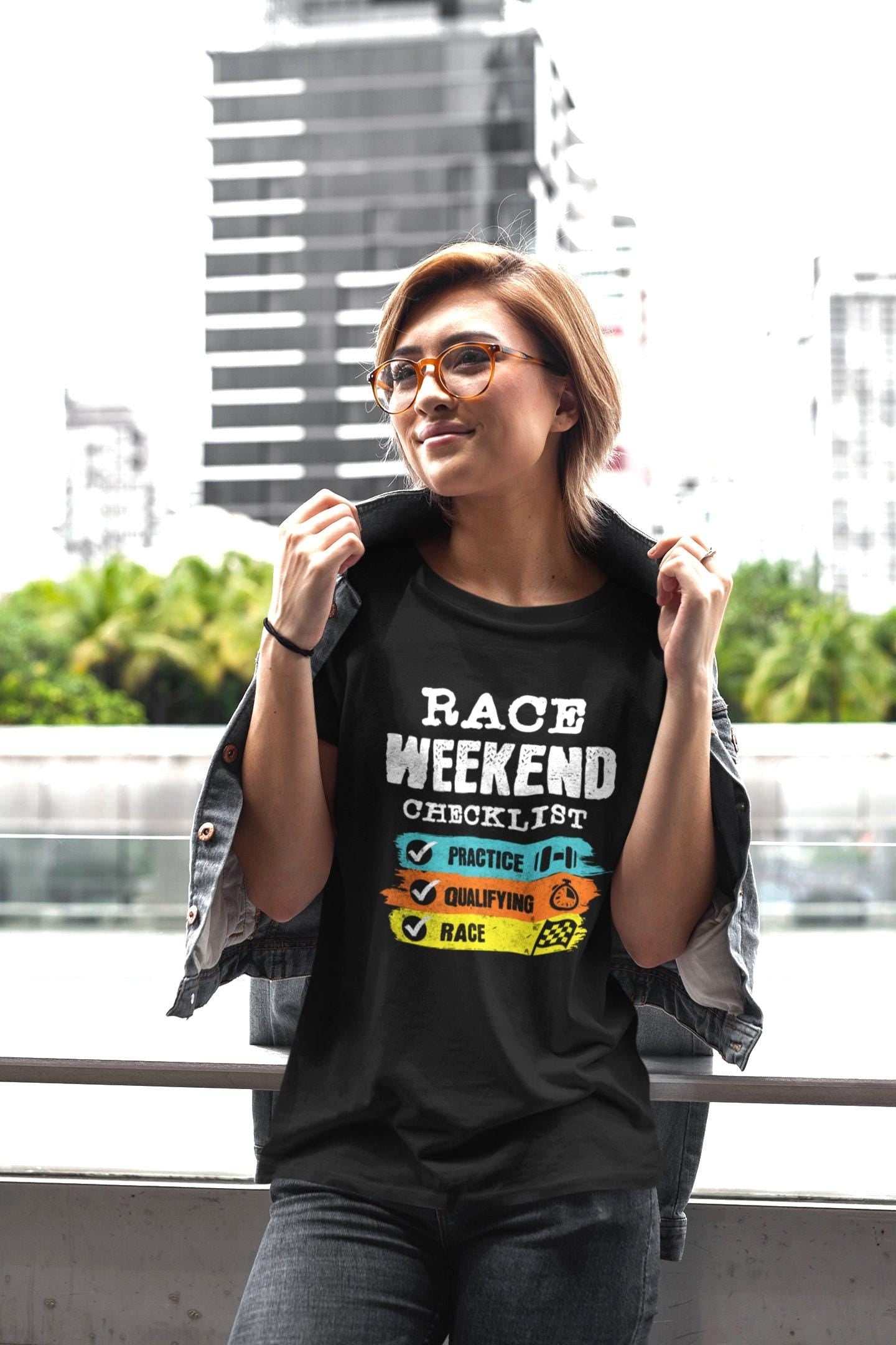 Formula Race Weekend Checklist T-Shirt: Gift for Motorsport Fans
