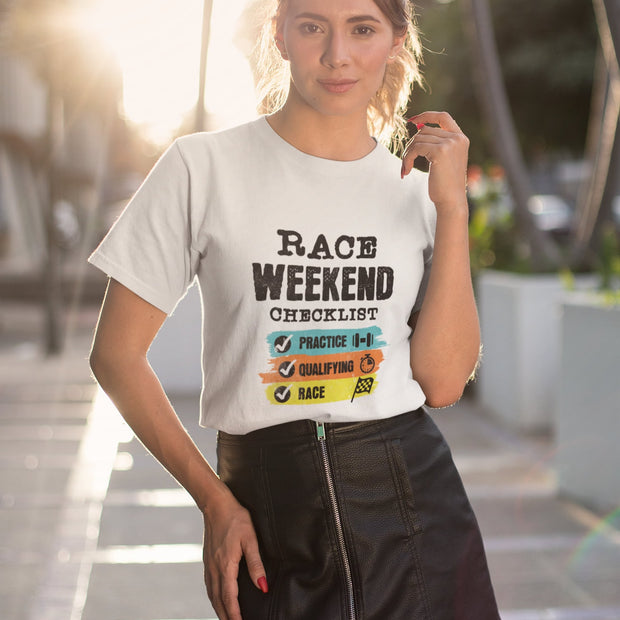 Formula Race Weekend Checklist T-Shirt: Gift for Motorsport Fans