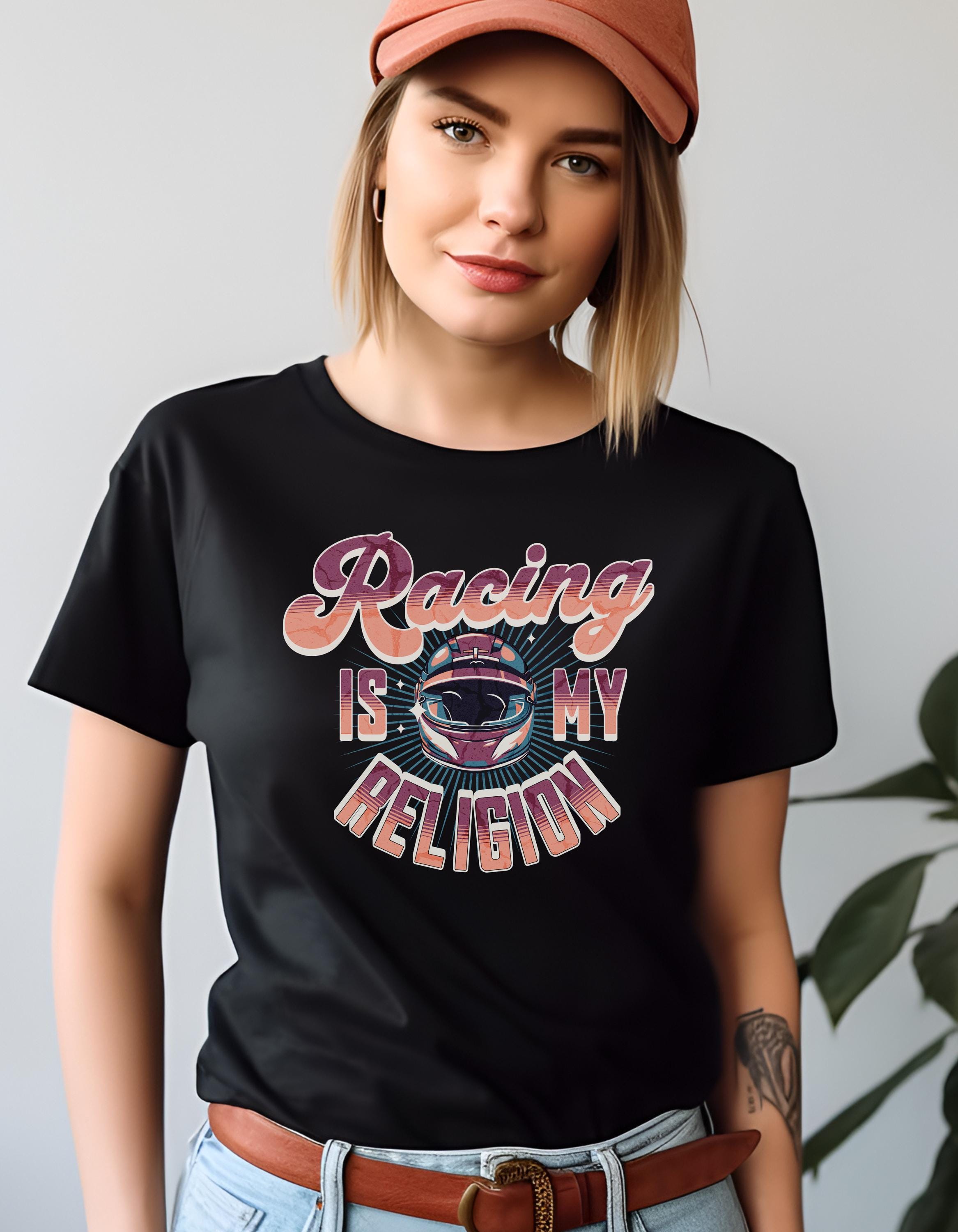 Vintage Motorsports T-Shirt Racing is My Religion Retro Cotton Shirt Unisex Car Enthusiast Gift Speed Racing Tee