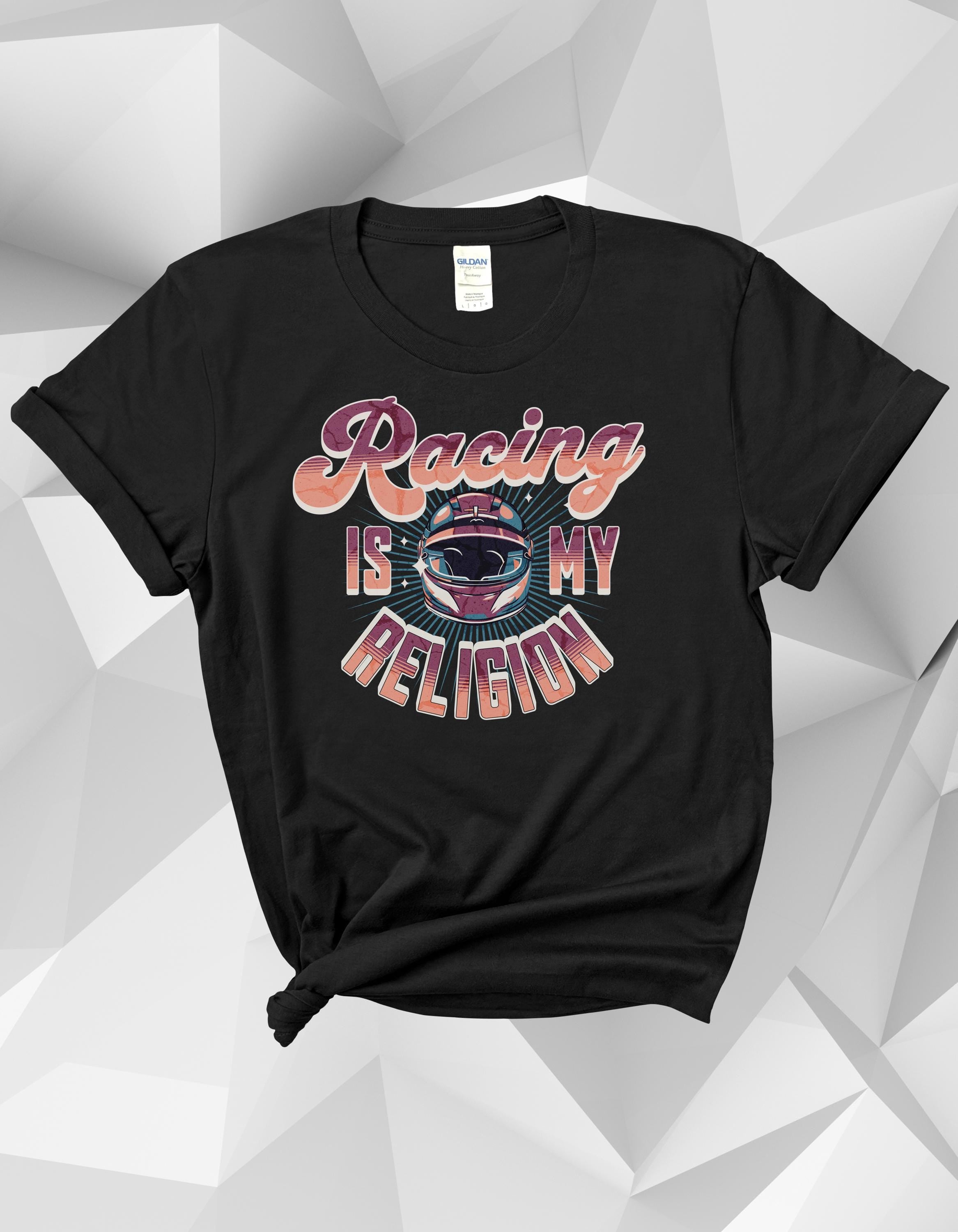 Vintage Motorsports T-Shirt Racing is My Religion Retro Cotton Shirt Unisex Car Enthusiast Gift Speed Racing Tee