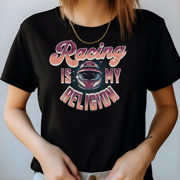 Vintage Motorsports T-Shirt Racing is My Religion Retro Cotton Shirt Unisex Car Enthusiast Gift Speed Racing Tee