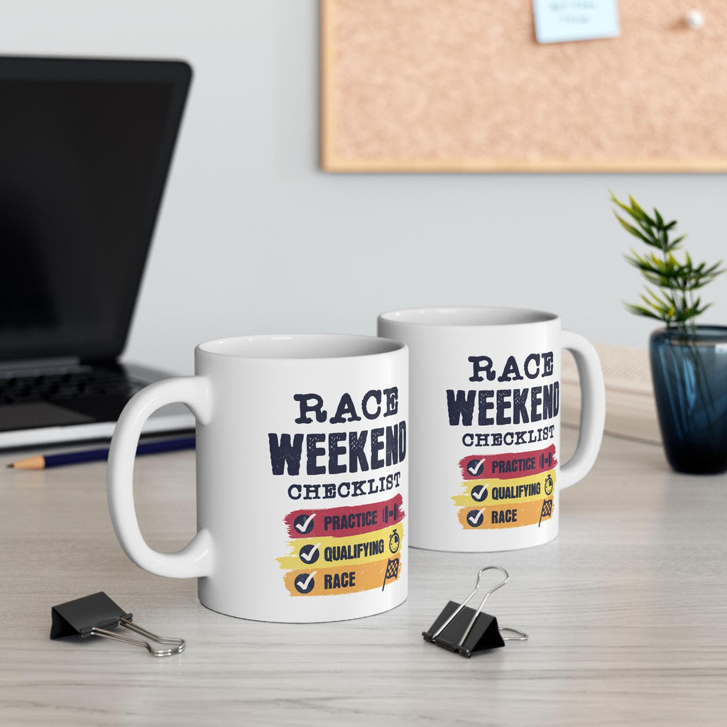 Race Weekend Checklist Mug: Motorsport Enthusiast Gift