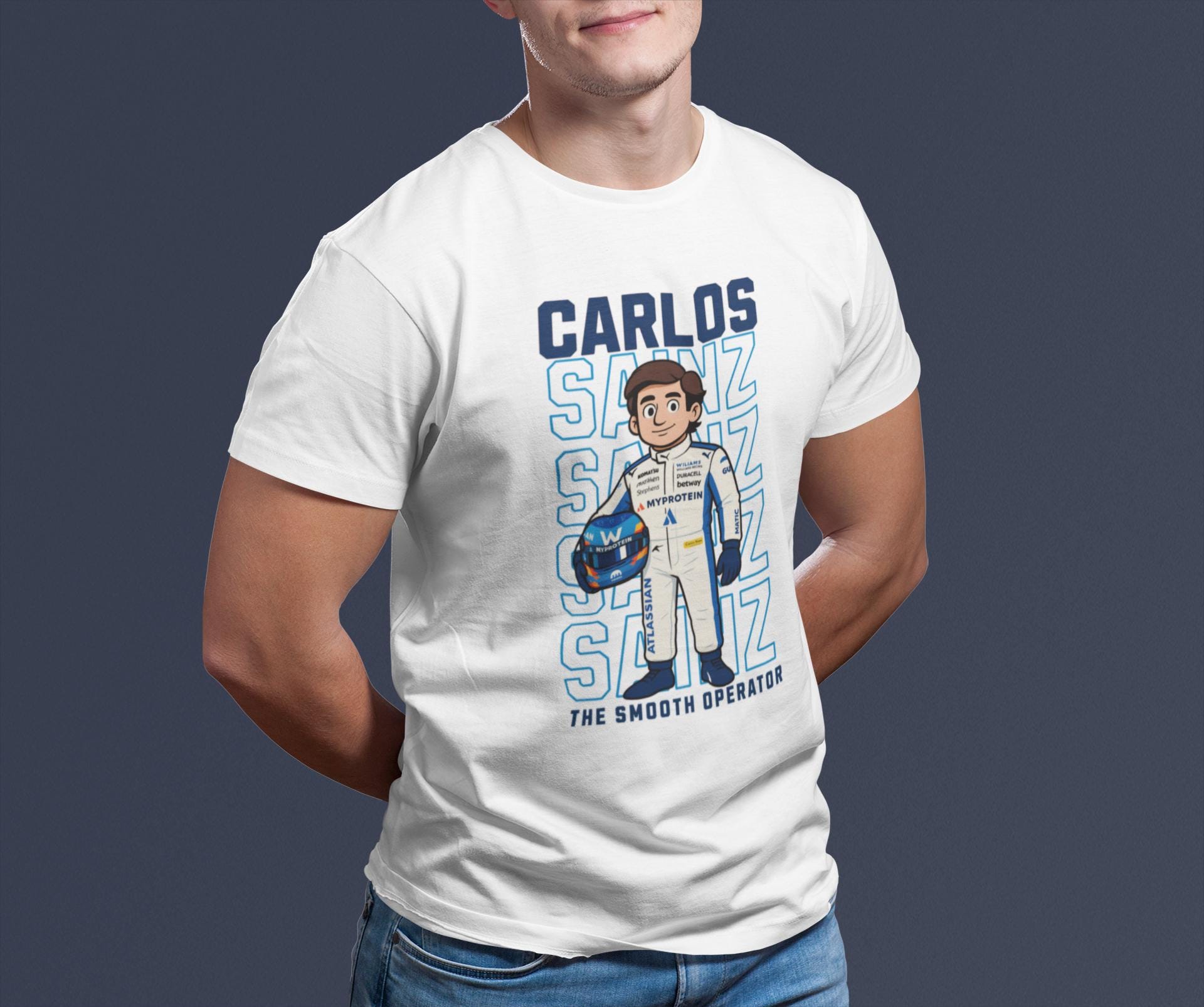 Carlos Sainz T-Shirt – Smooth Operator Unisex Cartoon Tee | Formula 1 100% Cotton Shirt S-XXL