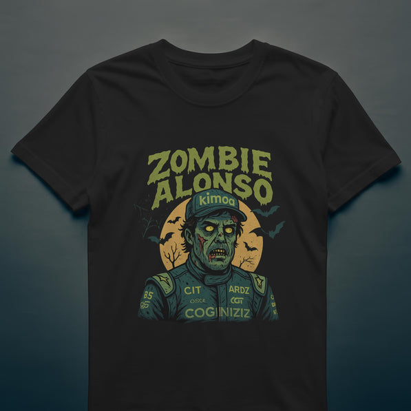 Zombie Alonso Racing T-Shirt: Spooky Halloween Motorsport Graphic Tee