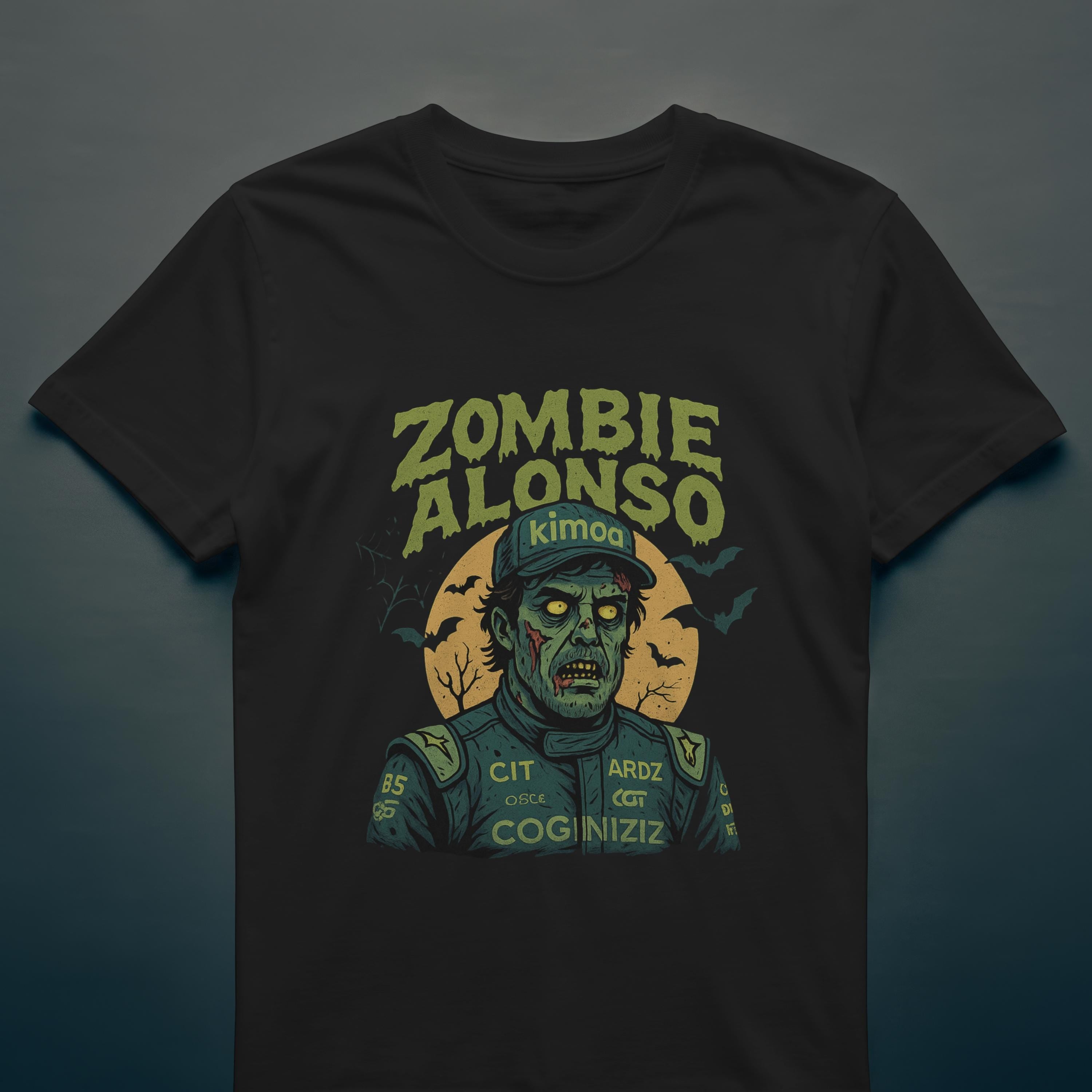 Zombie Alonso Racing T-Shirt: Spooky Halloween Motorsport Graphic Tee