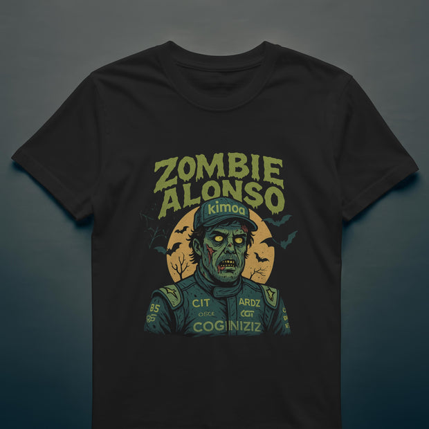 Zombie Alonso Racing T-Shirt: Spooky Halloween Motorsport Graphic Tee