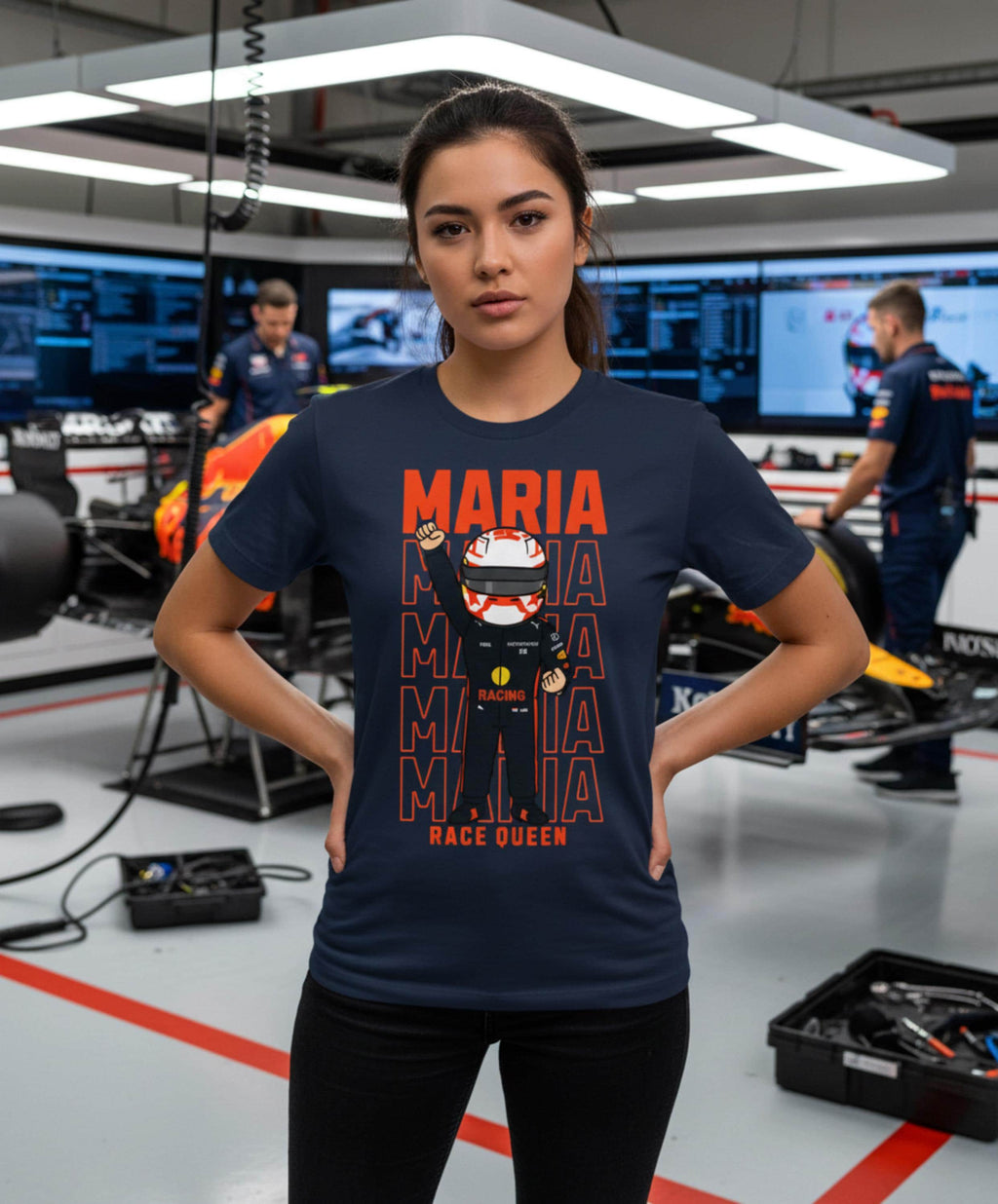 Custom Racing Driver f1 T-Shirt • Personalised Race Suit Cartoon Tee • F1 Fan Gift • Custom Name & Text • Motorsport Lover Shirt