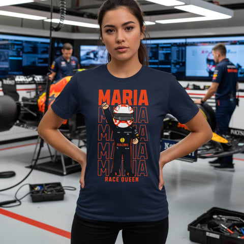 Custom Racing Driver f1 T-Shirt • Personalised Race Suit Cartoon Tee • F1 Fan Gift • Custom Name & Text • Motorsport Lover Shirt