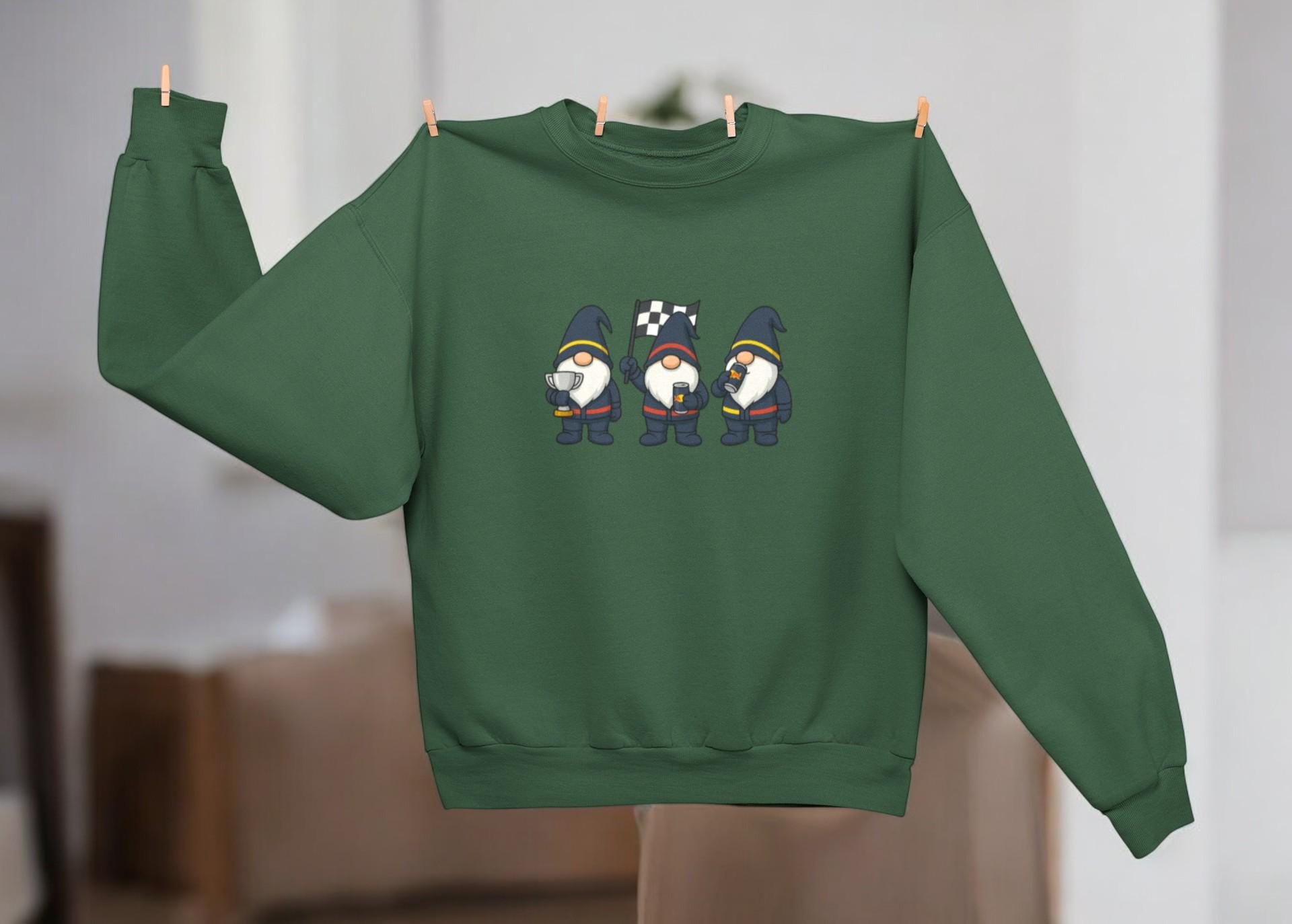 Racing Gnomes Christmas f1 Sweatshirt | Funny Motorsports Holiday Crewneck