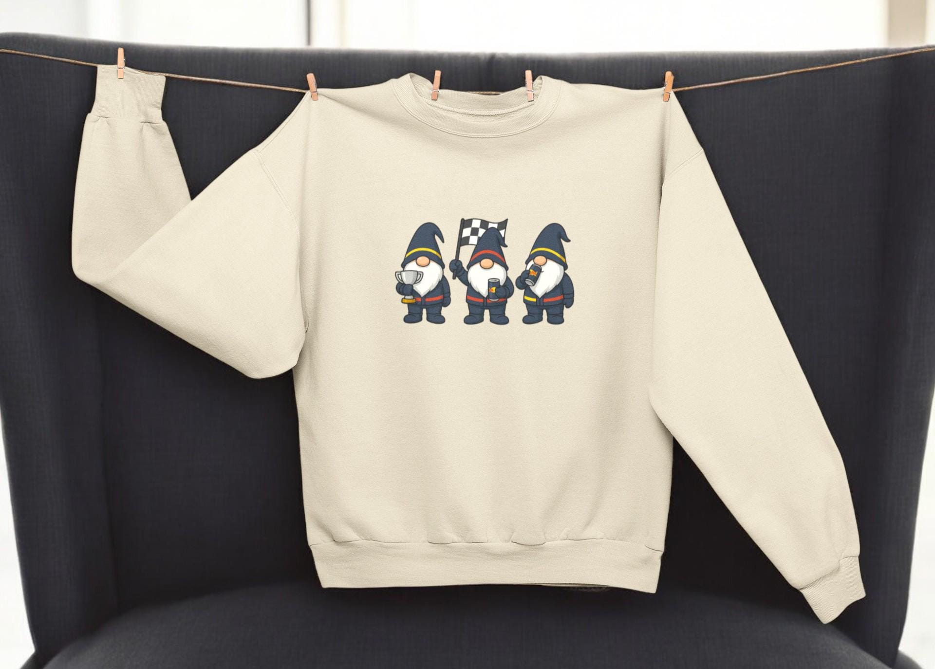 Racing Gnomes Christmas f1 Sweatshirt | Funny Motorsports Holiday Crewneck