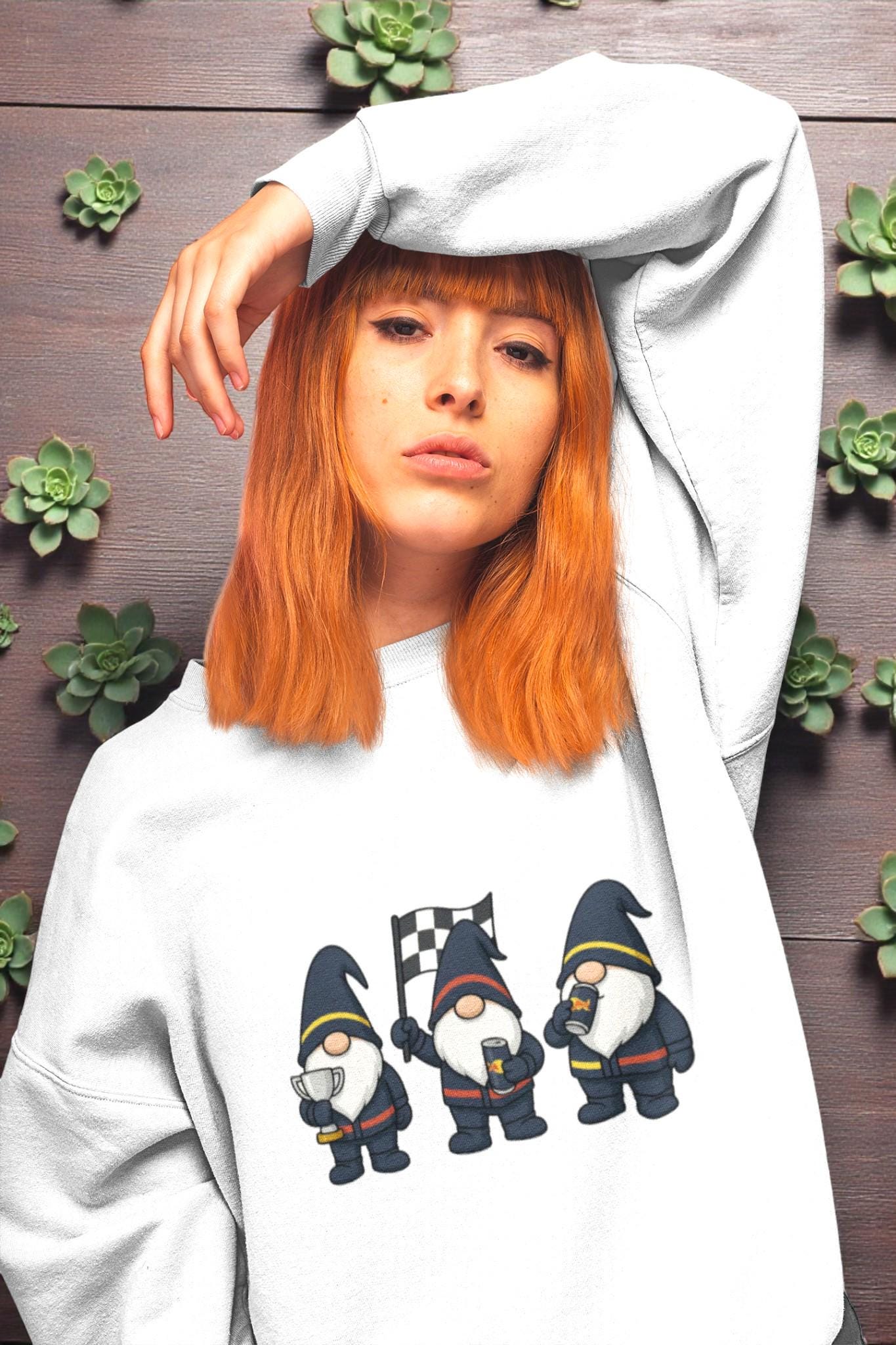 Racing Gnomes Christmas f1 Sweatshirt | Funny Motorsports Holiday Crewneck