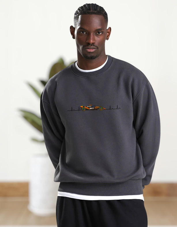 Orange Formula Racing Heartbeat Sweatshirt: Papaya Racing Graphic, Motorsport Fan Apparel