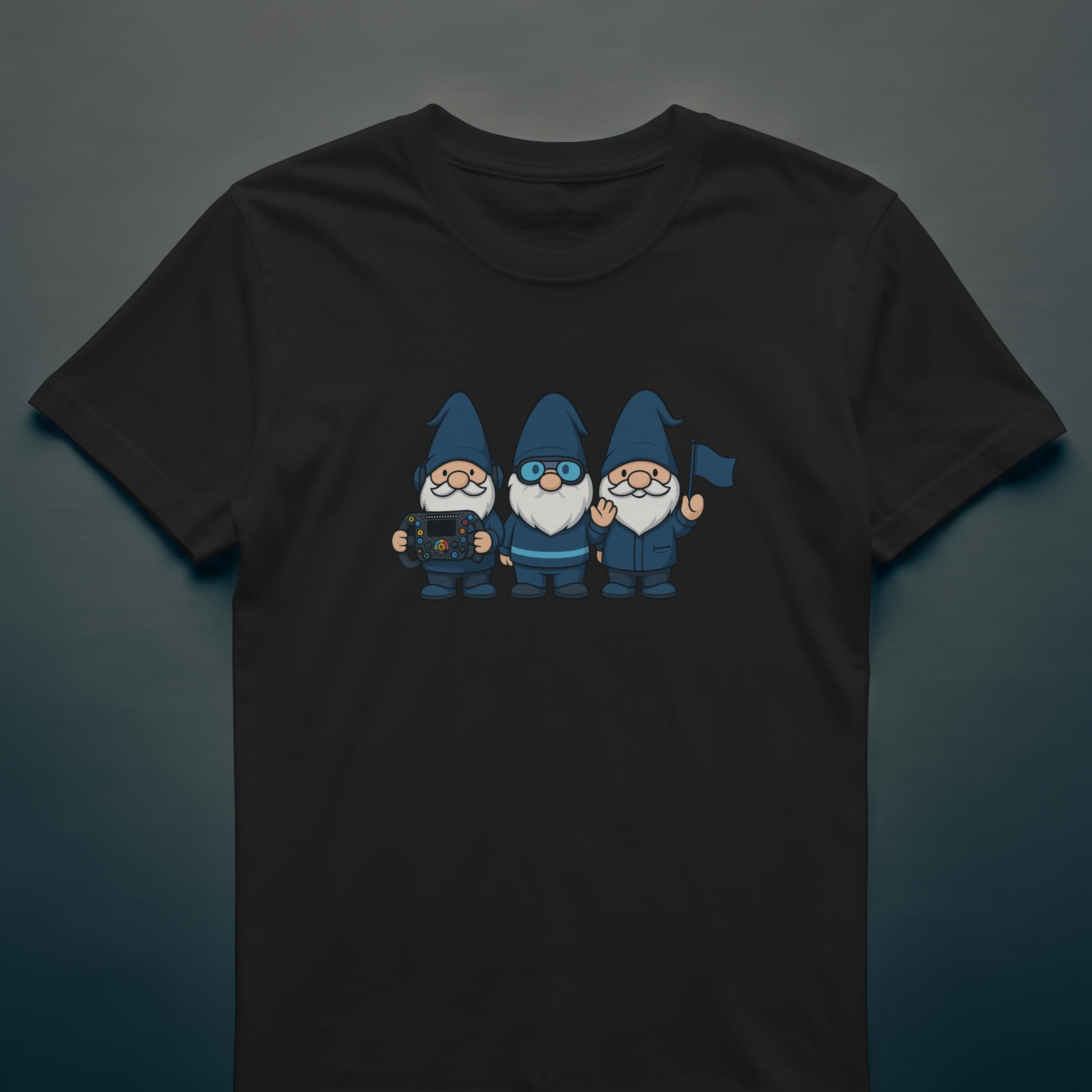 Blue Pit Crew Gnome Shirt, Racing Engineer Cartoon Tee, F1 Fan Gift, Grand Prix Weekend Outfit, Cute Trackside Apparel, Unisex Graphic Top
