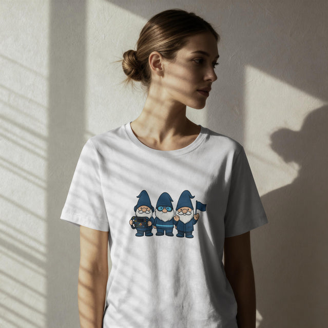 Blue Pit Crew Gnome Shirt, Racing Engineer Cartoon Tee, F1 Fan Gift, Grand Prix Weekend Outfit, Cute Trackside Apparel, Unisex Graphic Top