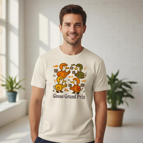 Goose Grand Prix T-shirt, Orange Speed Car Graphic Tee, Motorsport Fan Gift, Grand Prix Weekend Outfit, Formula Style Apparel, Track Day Top