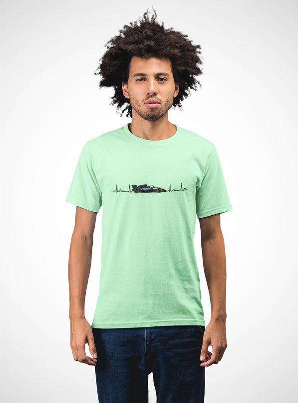Orange Formula Racing Heartbeat T-Shirt: Papaya Racing Graphic, Motorsport Fan Apparel