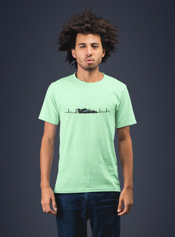Orange Formula Racing Heartbeat T-Shirt: Papaya Racing Graphic, Motorsport Fan Apparel