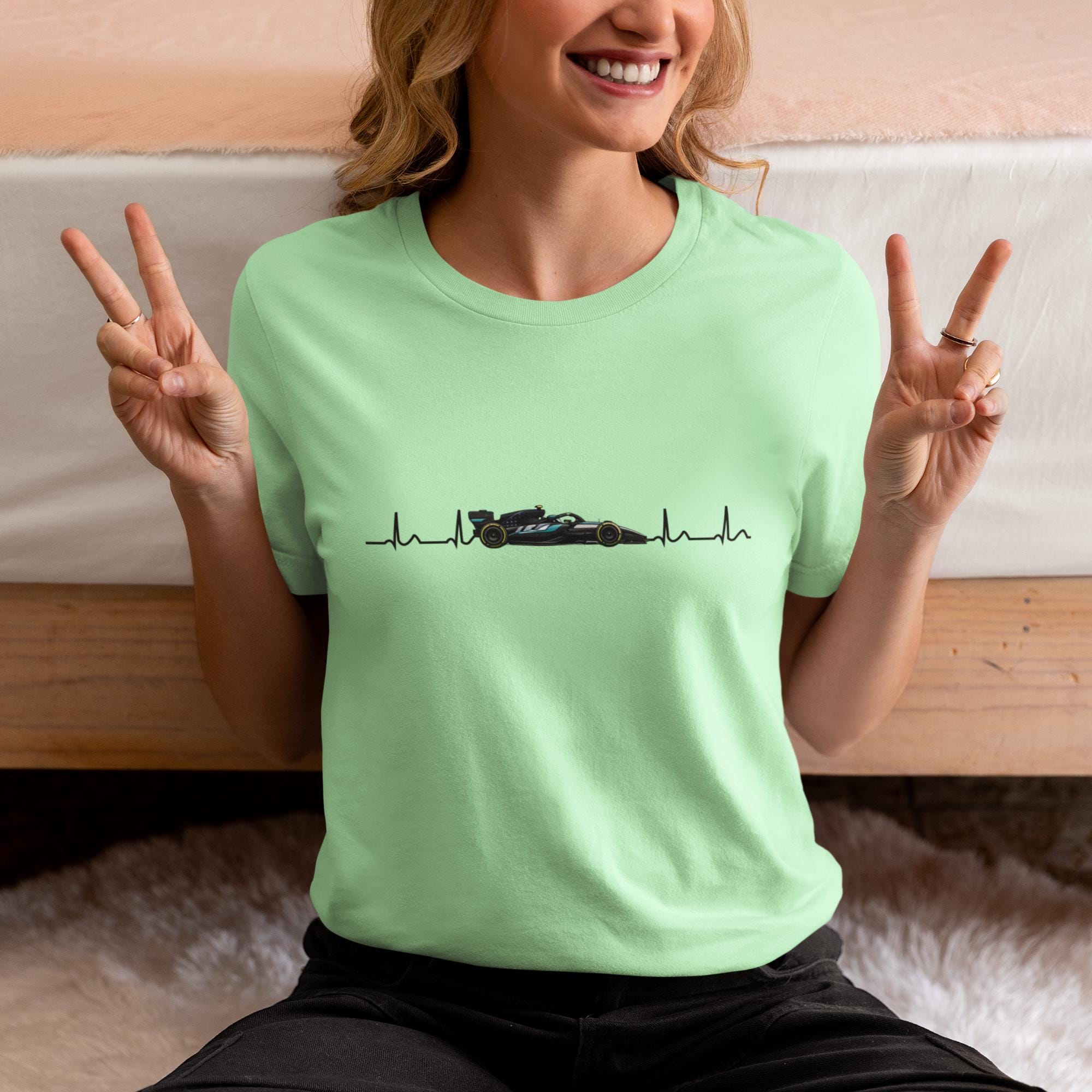 Orange Formula Racing Heartbeat T-Shirt: Papaya Racing Graphic, Motorsport Fan Apparel